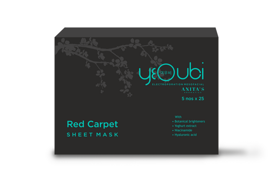 Red Carpet Sheet Mask-Charcoal & Gold Glow Treatment (5 one-time use masks)